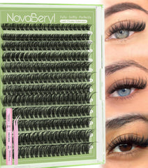 NovaBeryl fluffy lash clusters 60D kit box for at-home volume looks
