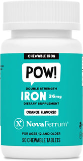 NovaFerrum Pow bottle shown, convenient iron supplement for daily energy support.