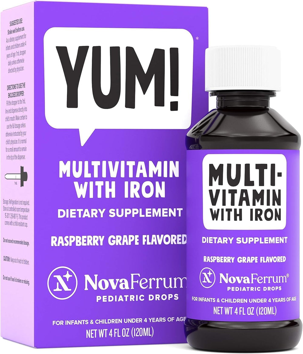 NovaFerrum Yum bottle-dispense for easy dosing during daily iron supplementation.