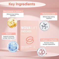 NOVALIFT Eye Patches being applied for easy, mess-free use.