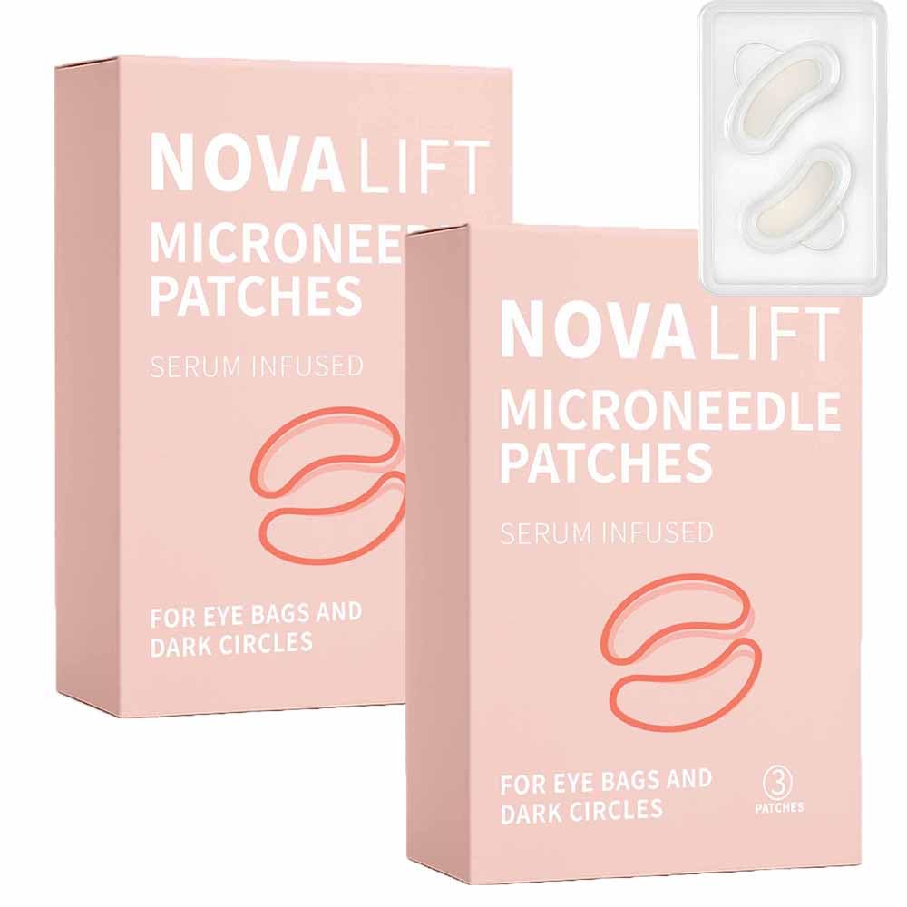 NOVALIFT MicroGlow eye patches pack ready for use, two-box hydration set.