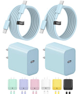 Novobit 10ft USB-C charger in blue for easy charging from bed or sofa.
