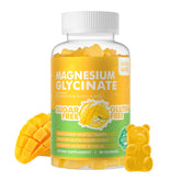 Novomins magnesium glycinate gummies bottle with mango pineapple flavor for calm mood and sleep.