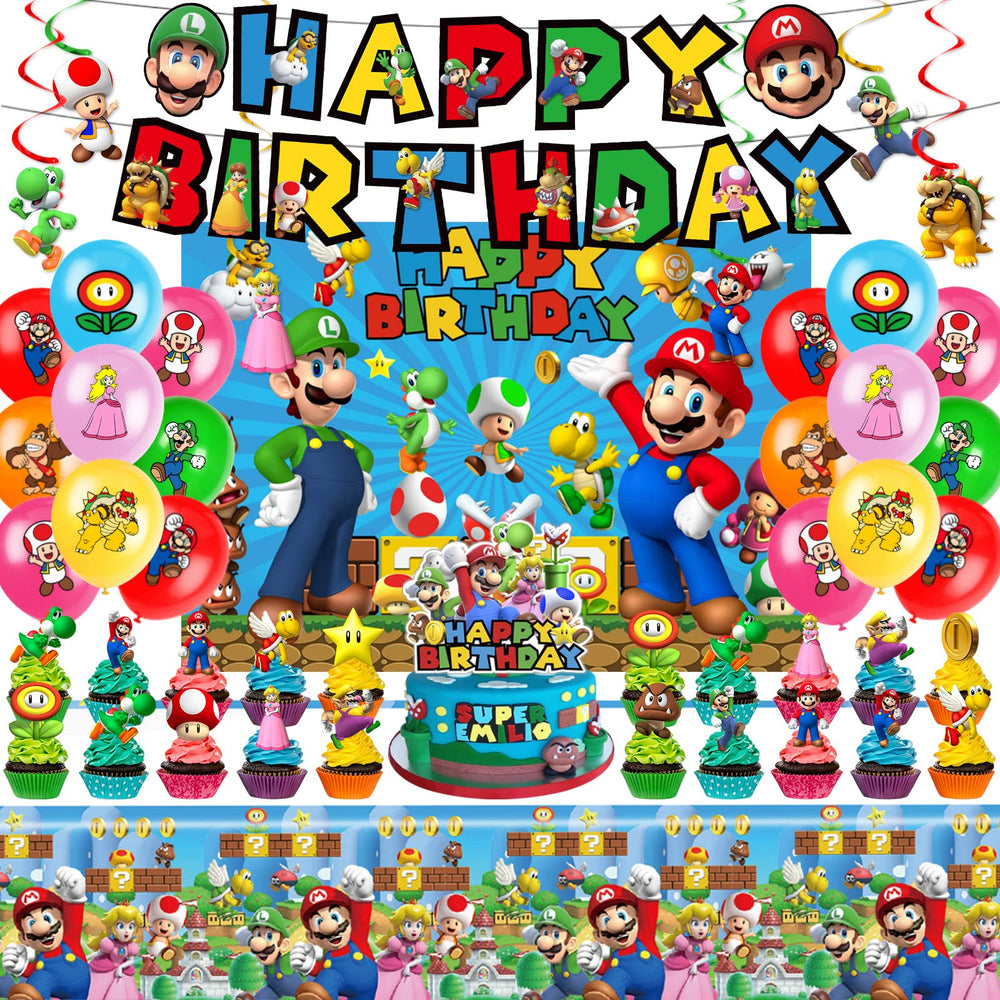 Novovida Mario banner enhances birthday decor with a vibrant, kid-friendly theme.