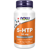 NOW Foods 5-HTP capsules in bottle for mood support