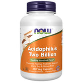 NOW Foods Acidophilus Two Billion bottle and cap support healthy gut balance.