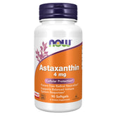 NOW Foods Astaxanthin 4 mg softgels in a bottle for daily antioxidant support
