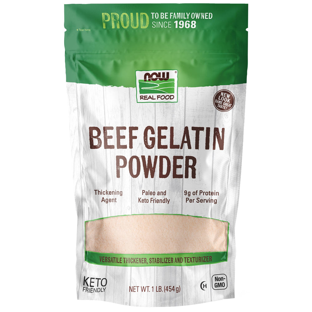 NOW Foods Beef Gelatin bottle shows a natural thickener for quick textures
