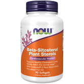 NOW Foods Beta-Sitosterol Plant Sterols bottle label displaying CardioAid-S and fish oil details.