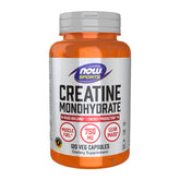 NOW Foods Creatine Monohydrate capsules bottle front showcasing additive-free lean mass support potential
