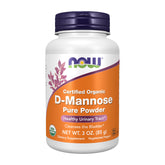 NOW Foods D-Mannose powder bottle with clear label supporting urinary tract wellness.