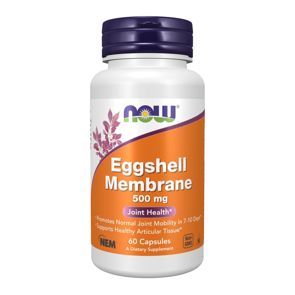 NOW Foods Eggshell Membrane bottle with capsules suggesting joint support potential