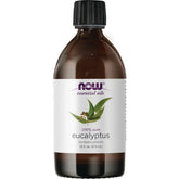 NOW Foods Eucalyptus Essential Oil bottle for refreshing room fragrance and diffusion.