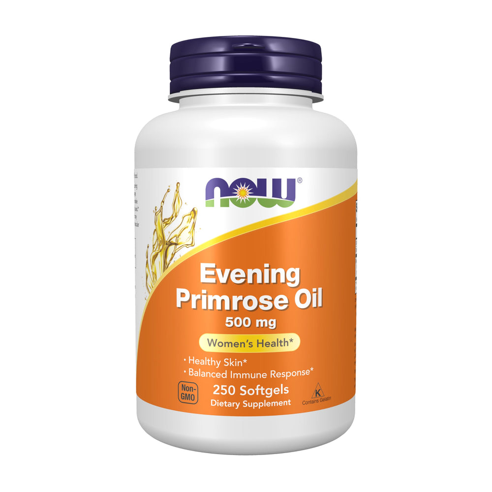 NOW Foods Evening Primrose Oil bottle supports healthy skin.
