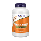 NOW Foods Glucomannan 575mg bottle label highlights a fiber supplement for supporting regularity