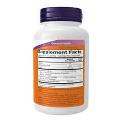 NOW Foods glucosamine chondroitin with MSM capsules in hand indicate portable daily support