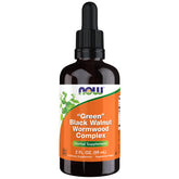 NOW Foods Green Walnut Wormwood Complex liquid bottle for daily herbal use before meals.