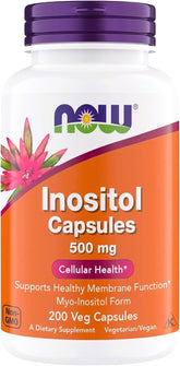 NOW Foods Inositol 500 mg bottle front for cellular health and balance.