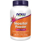 NOW Foods Inositol Powder canister highlighting myo-inositol for cellular signaling support.