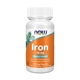 NOW Foods Iron 18 mg capsules with Ferrochel for gentle absorption.