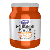NOW Foods L-Glutamine powder bottle showcases a pure supplement for nitrogen balance support