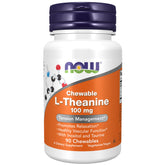 NOW Foods L-Theanine berry chews bottle promotes relaxed focus