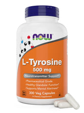 NOW Foods L-Tyrosine 500mg bottle front for daily mental focus.