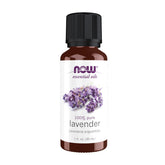 NOW Foods Lavender Oil bottle 1oz with pure floral aroma for relaxation.