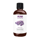 NOW Foods Lavender Oil bottle for diffusion and relaxation.