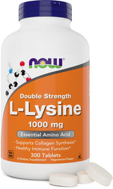 NOW Foods L-Lysine 1000mg tablet bottle—high-strength amino acid support for daily wellness