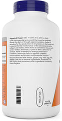 NOW Foods L-Lysine 1000mg label, pharmaceutical-grade vegan non-GMO formula