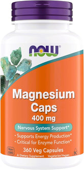 Now Foods magnesium 400 mg bottle front showing daily mineral support use case