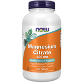 NOW Foods Magnesium Citrate 200 mg bottle front view for daily energy support