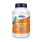 NOW Foods Magnesium Glycinate bottle front view, highlighting highly absorbable formula.