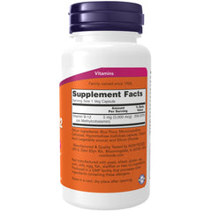 NOW Foods Methyl B-12 5000mcg capsules closeup, vegan-friendly