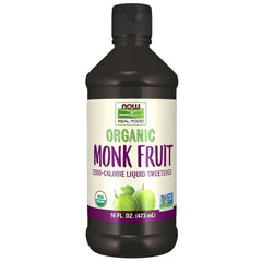 NOW Foods Monk Fruit Liquid bottle being poured for beverages