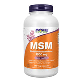 NOW Foods MSM 1000 mg bottle highlighting high-potency joint support