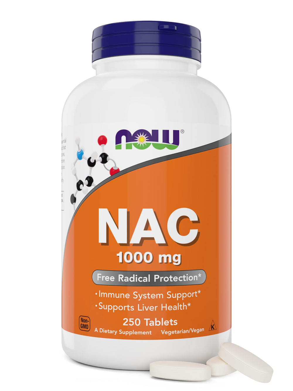 NOW Foods NAC 1000 mg tablets bottle on table for daily wellness support