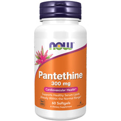 NOW Foods Pantethine 300 mg bottle highlighting cardiovascular support potential