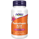 NOW Foods Pantothenic Acid 500 mg bottle with energy metabolism support.