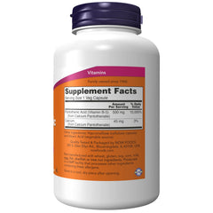 NOW Foods Pantothenic Acid capsules closeup highlighting high potency.