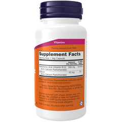 NOW Foods Pantothenic Acid capsules illustrating CoA role in energy production.