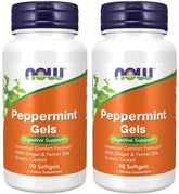 NOW Foods Peppermint Gels bottle front showing enteric coating for gentle intestinal support