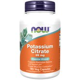 NOW Foods Potassium Citrate bottle supports electrolyte balance for daily wellness.