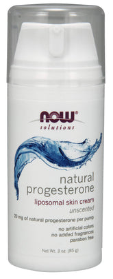 Now Foods Progesterone Cream unscented 20 mg pump for daily hydration and gentle hormone support.