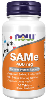 NOW Foods SAMe 400 mg oval tablet for joint and mood support.
