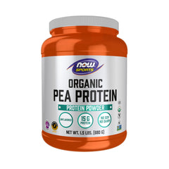 NOW Foods Organic Pea Protein bottle with unflavored powder for versatile daily use