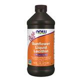 NOW Foods sunflower lecithin liquid bottle ready to emulsify fats.