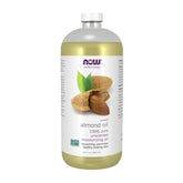 NOW Foods Sweet Almond Oil bottle showing a versatile fragrance-free skin moisturizer