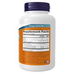 Closeup of NOW Foods Ultra Omega 3-D softgels highlighting lemon flavor and high EPA/DHA.